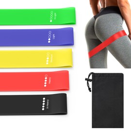 Resistance Bands, Set of 5 Skin-Friendly Resistance Fitness Exercise Loop Bands with 5 Different Strength Levels - Carrying Case Included - Ideal for Home,Gym,Yoga,Training (5 Pack)