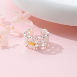 AULSIEY Swim Against The Current Ring Chose Gifts, Fish Rings Christian Gifts for Women Faith, Inspirational Gifts for Best Friend Sister, Religious Gifts for Women-Brass Ring