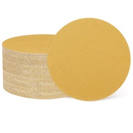 HARFINGTON 50 Pcs 2 Inch Sanding Disc 220 Grit Hook and Loop Sandpaper Random Orbital Sander Pads for Woodworking Automotive Metal Polishing, Gold