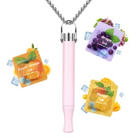 Anxiety Relief Breathing Necklace for Adults, Stress Relief Calms air Quit Go Device, Mindful Breathe Necklace with Adjustable Resistance, Breathing Necklace Flavoured Filters Gifts Pink