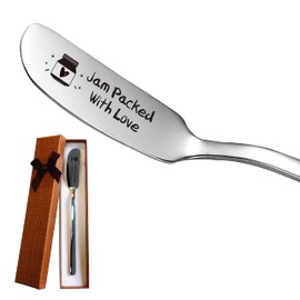 LRUIOMVE Jam Packed With Love Stainless Steel Engraved Butter and Jam Knife, Butter Spreader for Toast and Bread, Breakfast Spreads, Cheese and Jam Gift for Jam Lovers