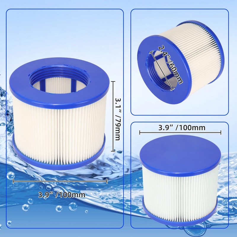 Lucasou 60% Denser Filter, High-Efficiency Screw-in Hot Tub spa Filters