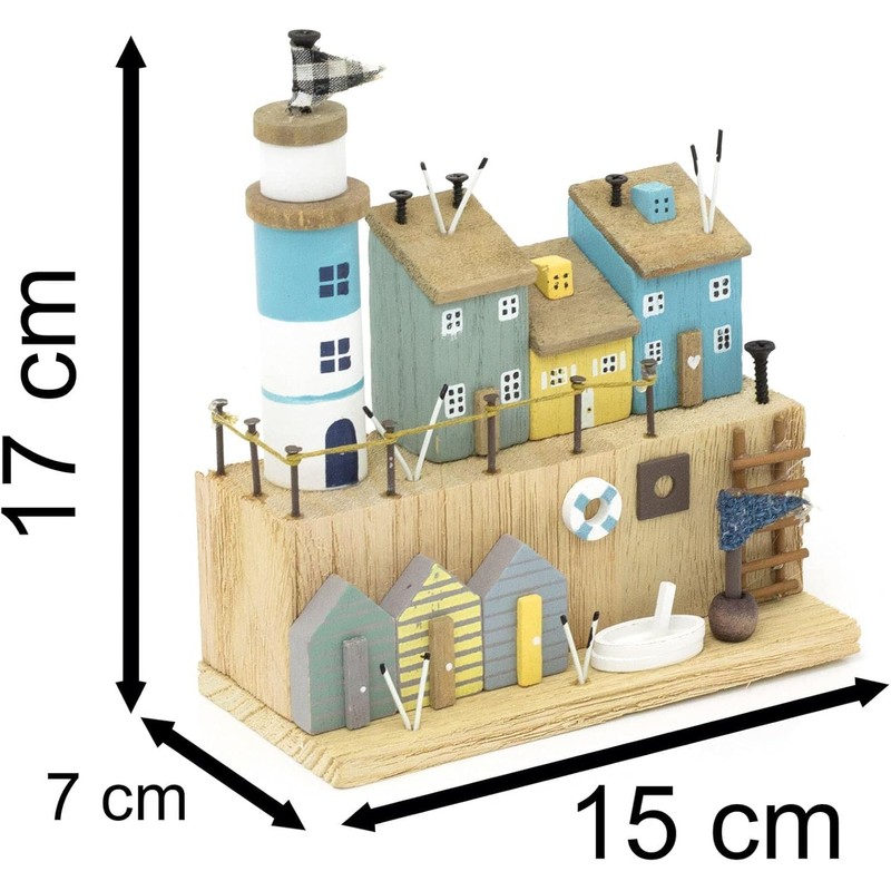 SiL Interiors Nautical Seaside Village Houses Wooden Ornament