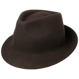 Lipodo Trilby Hat Made of Wool Felt Women/Men - Felt Hat Men's Hat Made in Italy - Italian Wool Hat Autumn/Winter - Wool Felt Hat, dark brown, S