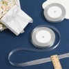 CABODYALS 22.86M 15mm Silver Glitter Metallic Ribbons Transparent Organza Sheer