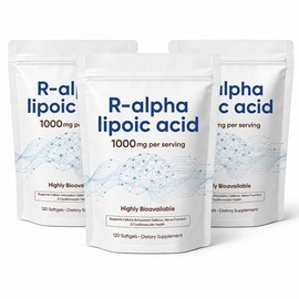 R-Alpha Lipoic Acid 1000mg with Coconut Oil, 360 Softgels(3pack)