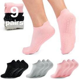 SOVIKER 9 Pairs Pilates Grip Socks Non Slip Pilates Socks with Grips for Women Barre Socks for Yoga Pilates