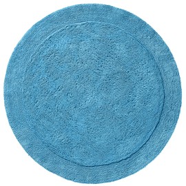 Erwin Müller Stuttgart Uni Series Bath Mat Round 90 cm Diameter Extra Thick High Absorbency 100% Cotton Blue