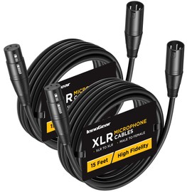 InnoGear XLR Microphone Cables, 15 Feet 2 Pack Oxygen-Free Copper Male to Female 3-Pin Balanced XLR Mic Cables Cord for Speaker Podcast Audio Mixer DMX Effector Amplifier Sound Card, Black