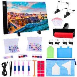 Ratukall LED Light Pad for Diamond Painting Kit, A4 Diamond Art Light Board, Tracing Light Table Box with Diamond Painting Accessories Tools Set for Full Drill & Partial Drill 5D Diamond Art Project