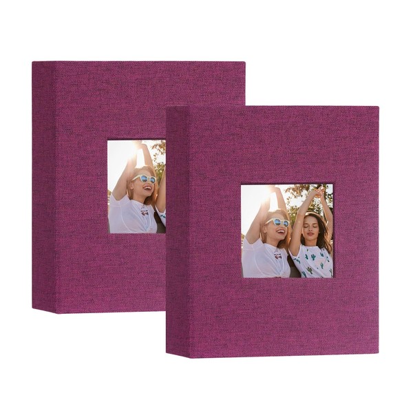 Artmag Small Photo Album 4x6-Clear Pages, Pack of 2 Linen