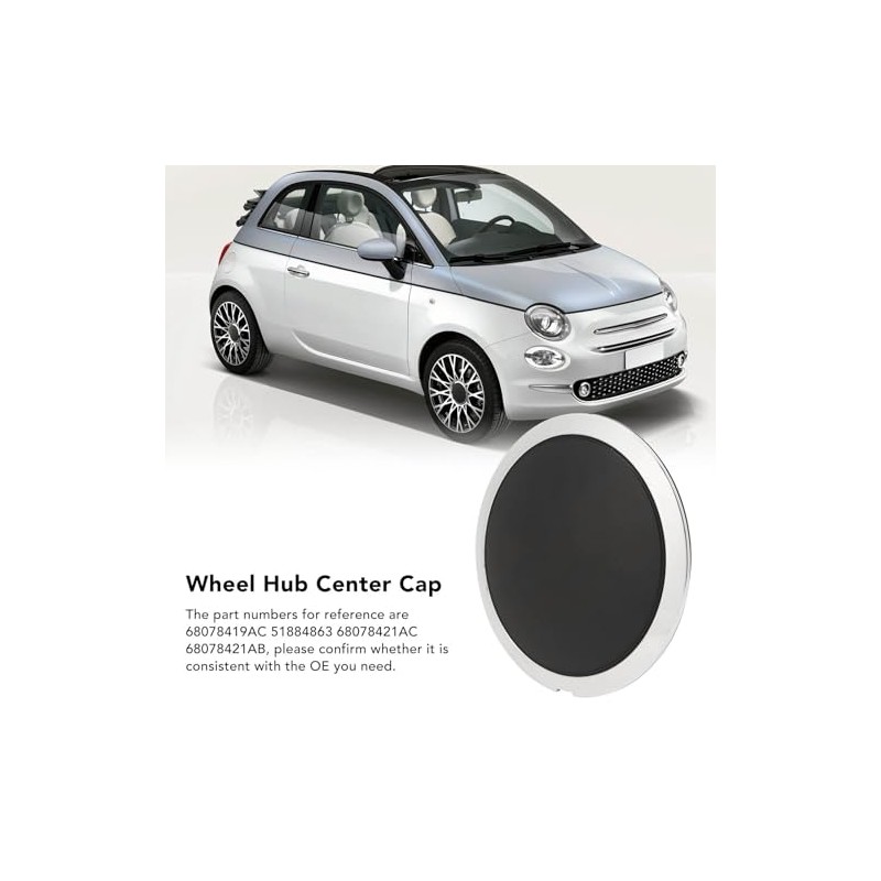 FIAT Wheel Trims, Hub Caps Centre Cover with Chrome Trim