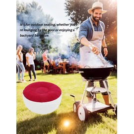 Dsacxixai Inflatable Chair, Inflatable Flocking Stool, Multipurpose, Lightweight, Portable Round Portable Inflatable Stool for Travel, Camping, Outdoor Activities (Red)