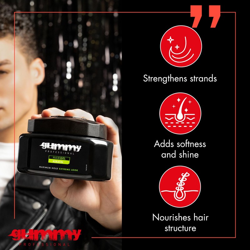 Gummy Professional Hair Gel Extreme Hold – Keratin-Infused Styling Gel