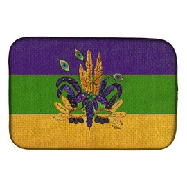 Caroline's Treasures 8387DDM Mardi Gras Mask Dish Drying Mat Absorbent Dish Drying Mat Pad for Kitchen Counter Dish Drainer Mat for Countertop, 14 x 21", Multicolor