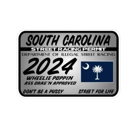 SAFETY DECAL UNLIMITED South Carolina Street Racing Permit Car Truck Window Sticker Drag Racing Sticker