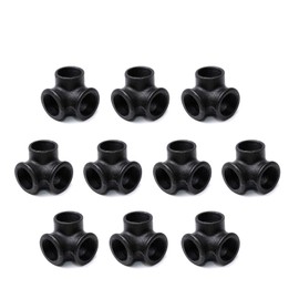 3/4" Black Side Outlet Elbow, Home TZH Cast Malleable Iron 3 Way Corner Pipe Fitting for Industrial vintage style DIY Project/Furniture/Shelving Decoration (10, Black 3/4 Inch)