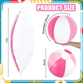 Whaline 3Pcs Inflatable Beach Ball 16 Inch Round Pool PVC Balls Cute Game Toys for Summer Hawaiian Tropical Theme Beach Party Decor (Pink and White)