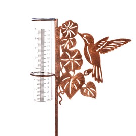 HOBYLUBY Hummingbird Rain Gauge Outdoor, Freezeproof Rain Gauge with Plastic Measuring Tube Rain Water Gauge Decor for Lawn, Yard, Garden (35'' Tall)
