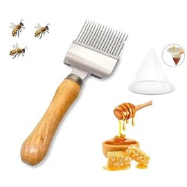 Rylae Beekeeping Tools Set, Stainless Steel Honey Uncapping Fork, with 100 Mesh Nylon Strainer, Bee Hive Scraper, for Professional and Hobbyist Beekeepers