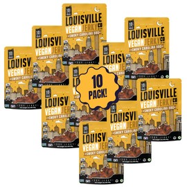 Louisville Vegan Jerky - Sweet & Smoky Carolina Mustard BBQ Vegan Meat - Lip-Smacking Vegan-Friendly & Vegetarian Jerky - Non-GMO Soy Protein, Gluten-Free High Protein Vegan Snacks - 3 oz, 10 Pack