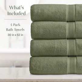 Springtree Home Luxury Viscose from Bamboo Bath Towel Set of 4 | 35% Viscose from Bamboo - 65% Cotton | Absorbent Quick-Dry Towels for Bathroom | Oeko-TEX Standard 100 Cotton | Lily Pad Green
