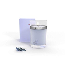 Red Flower Icelandic Moonflower Petal Topped Candle, Icelandic Moonflower