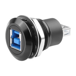 QIANRENON 5Gbps USB3.0 B to A Threaded Fixed Printer Adapter USB3.0 Type B Female to USB3.0 Female Embedded Panel Mount Data Connector SuperSpeed USB B to A, for External Hard Drive, Scanner