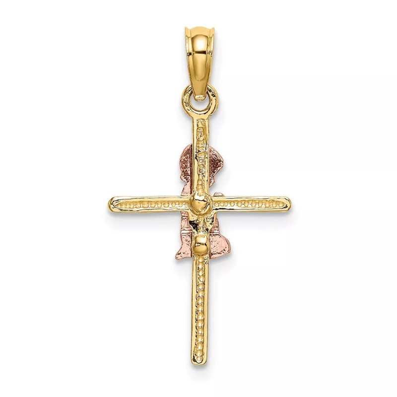 Unbranded 10K Two-tone Gold 2-D Boy On Cross Pendant