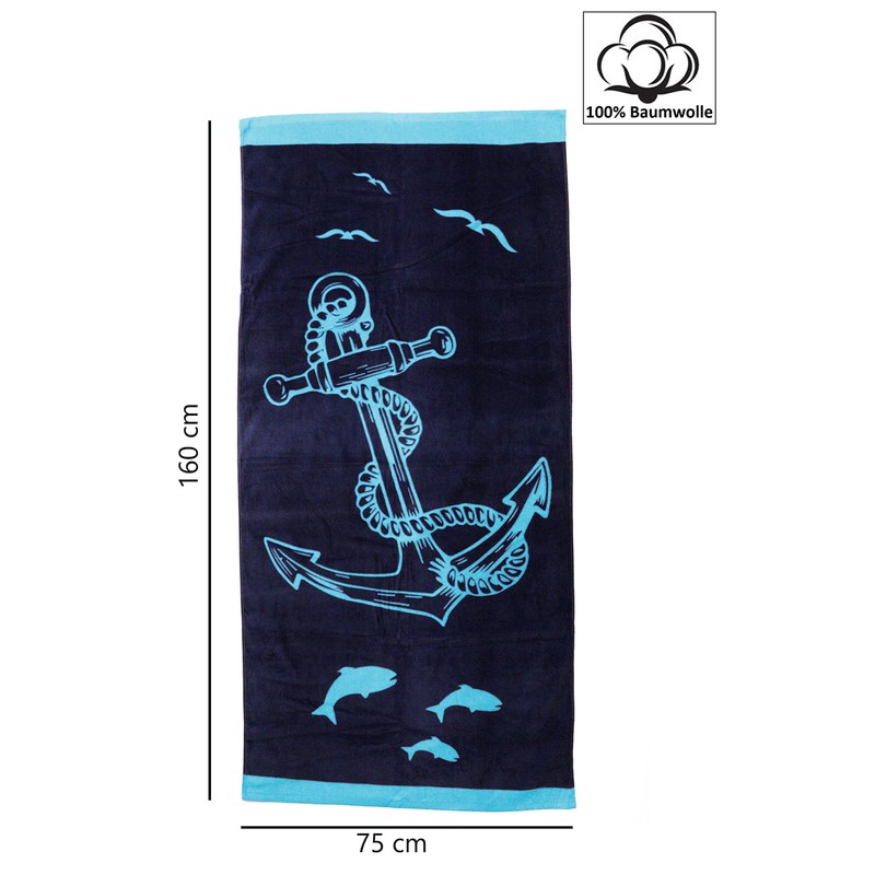 ELLUG Large Maritime Towel Bath Towel Beach Towel 100% Cotton