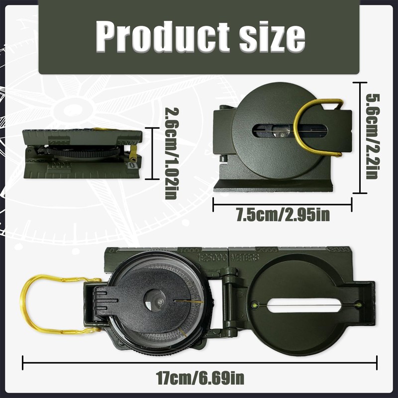 HAIKING Precise Compass, 1 PCS Orienteering Compass for Hiking, Climbing,