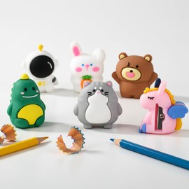 6 PCS Cute Pencil Sharpeners, Pencil Sharpener Manual, Hand Held Pencil Sharpener, Funny Sharpener Cartoon Creative, Kawaii Stationary Gifts Mini School Office Supplies (Style 2)