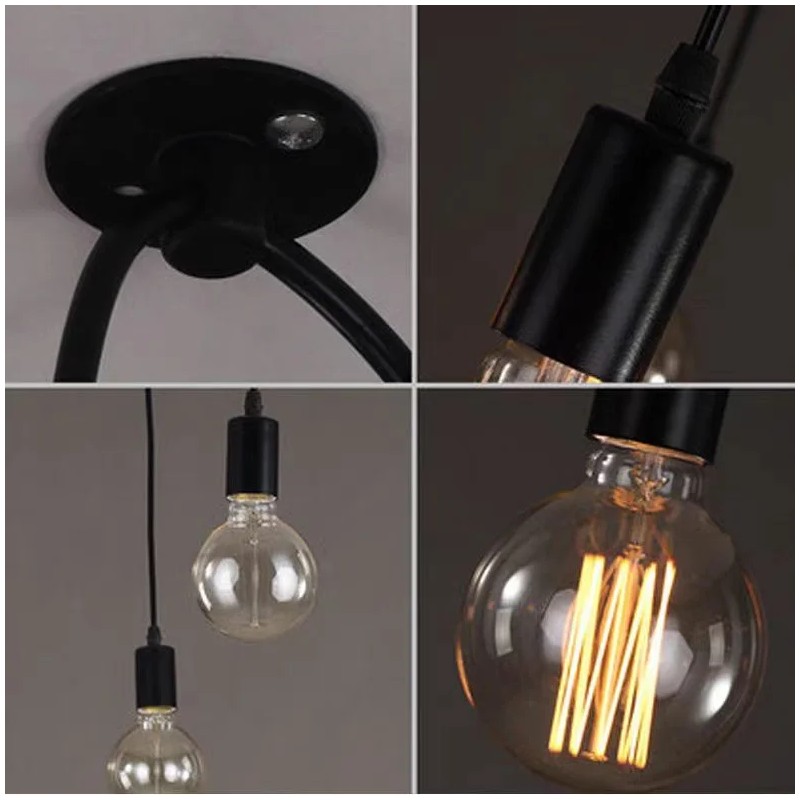 Stock 6-Light Spider Adjustable Pendant Light Black Industrial Hanging Ceiling