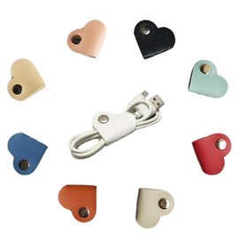 DEVENTORZ Leather Cord Clips, Cable Clips, Pack of 9 (9 Colors) Earphone Cord Storage, Winder, Tie, Organization, Anti-Loss, Multi-Purpose, Cord Clip
