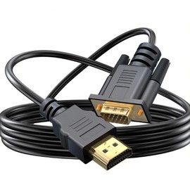 HDMI to VGA 1.8m cable (not backward), Integrated cable, no need to replace, convenient connection, HDMI (source) to VGA (display) cable (male to male) for PC, monitor, projector, HDTV