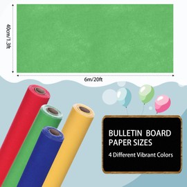 Skyygemm 4 Rolls Colored Bulletin Board Paper Non Woven Craft Waterproof Fade Resistant Bulletin Board Paper Roll Bulk for Art Decor Drawing Craft Painting(Rainbow Color,1.3 x 20 ft)
