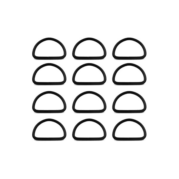 12 Pcs Black Metal D Rings Buckle D-Rings 1.5 Inches