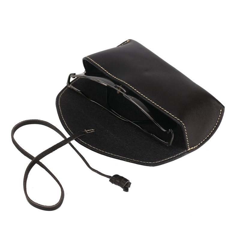 ZLYC Unisex Handmade Leather Collection Hard Eyeglass Case Sunglasses Holder