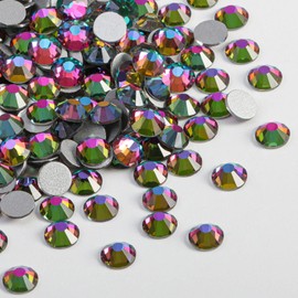 Beadsland 288 Pieces Flat Back Rhinestones, Nail Crystals Rhinestones for Nails, Green Volcano, SS30 (6.4 - 6.6 mm)
