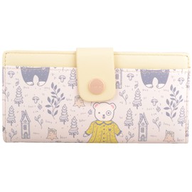 Womens Teddy Bear Zip Around Detachable Strap RFID Credit Card Money Clutch Purse - Pale Yellow