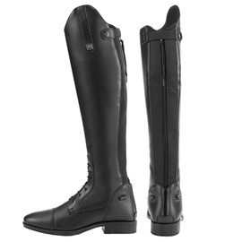 Dover Saddlery Riding Sport - Ladies' Equestrian Black Synthetic Leather Field Boots - Full - 8