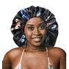 Gorro de satén grande para mujeres negras, pelo rizado para