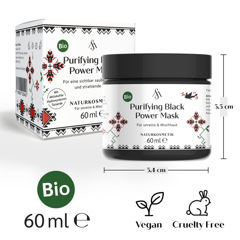 Mixedskins Purifying Black Power Mask, Organic Black Mask Against Pimples