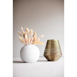 LaLe Living Soyah Iron Vase in Black and White, Diameter 14.5 x 13.5 cm, Matte Surface as Decorative Table Decoration, Flower Vase in the Living Room, Office and Dining Room
