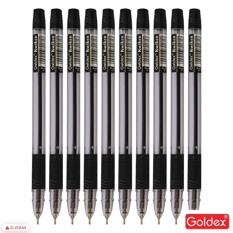 Goldex Kwiker Ball Pen BLACK 10 x 0.7mm Smooth Ballpoint