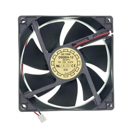 for YATE Loon D90BH-12 Cooling Fan DC12V 0.27A Size:90X90X25MM 3600RPM 55.68CFM 2-Wire Workstation Cooling Fan.