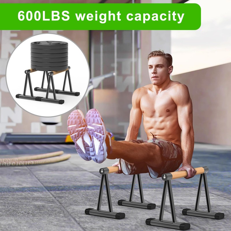 Dolibest Push-Up Bar, 12'' High Parallettes Bars with 8 Rubber