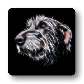 Fractal Artworks Irish Wolfhound Coaster with Fractal Art Design #1-3. Perfect Dog Owner Gift.