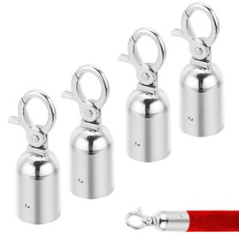 Aweisile Rope End Stop 4 Pieces Guardrail Cord End Cap Rope End Stopper Rope End Stopper for Barrier Ropes Rope End Cap with Hook Cord End Cap with Hook Snap Hook for Rope and Cord Rope Fittings