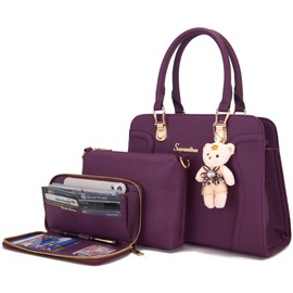 Soperwillton Purses for Women Crossbody Shoulder Handbags Top Handle Satchel Tote Bag Wallet Set 3pcs